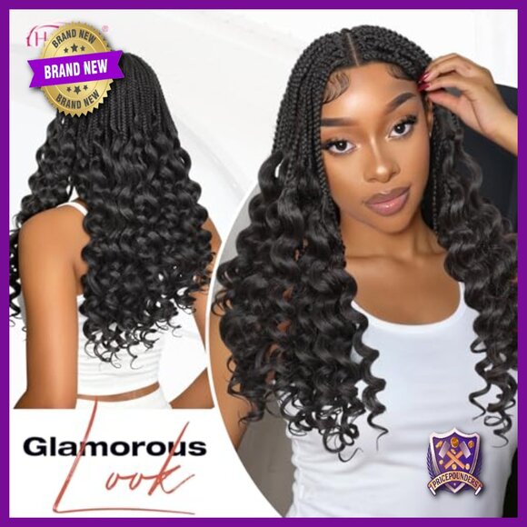 Synthetic Braided Wig 24 Inch Double Full Lace Glueless Wavy Curls main image 6